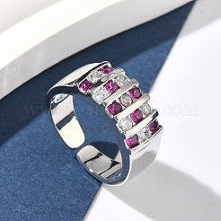Brass Micro Pave Cubic Zirconia Cuff Open Rings&nbsp;RJEW-C158-04P