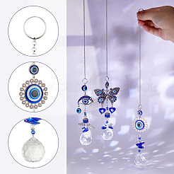 AHADEMAKER 3Pcs 3 Style Evil Eye Pendant Decorations&nbsp;HJEW-GA0001-26