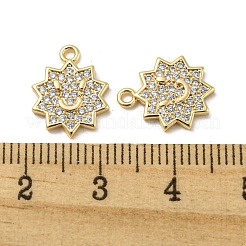 Brass Micro Pave Clear Cubic Zirconia Charms&nbsp;KK-H460-16G