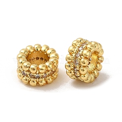 Rack Plating Brass Micro Pave Cubic Zirconia European Beads&nbsp;KK-K377-02G