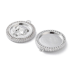 Brass Micro Pave Clear Cubic Zirconia Pendants&nbsp;KK-F871-40P