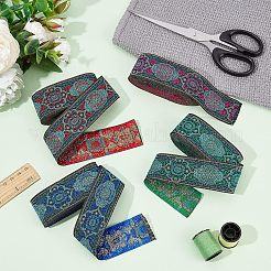 14M 4 Colors Ethnic Style Embroidery Polyester Ribbon&nbsp;SRIB-FG0001-03