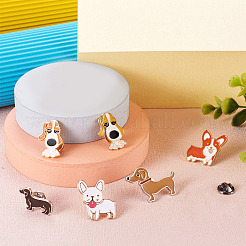15Pcs 15 Style Puppy Dog Enamel Pins&nbsp;JEWB-YS0001-13