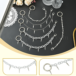 3 Pairs 3 Styles Aluminum & 304 Stainless Steel & Alloy Rivet Boot Strap Chains&nbsp;HJEW-SW00414