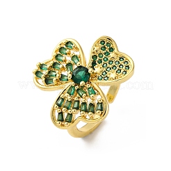 Brass Micro Pave Cubic Zirconia Adjustable Cuff Rings for Women&nbsp;RJEW-U053-05G