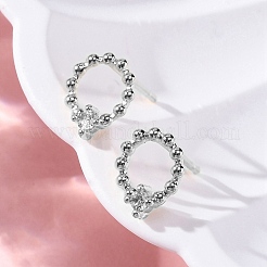 Brass Clear Cubic Zirconia Stud Earrings&nbsp;EJEW-Q014-33P