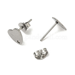 Non-Tarnish 304 Stainless Steel Heart Stud Earring Findings&nbsp;STAS-R063-37