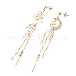 304 Stainless Steel & Brass Dangle Stud Earrings&nbsp;EJEW-TA00807