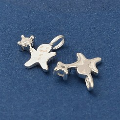 925 Sterling Silver Pave Clear Cubic Zirconia Christmas Gingerbread Man Charms&nbsp;STER-Z104-01S