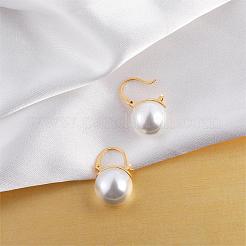 Pearl Earrings Gray Round Ball Hoop Dangle Earrings Stud Elegant Shell Pearl Drop Stud Imitation Freshwater Cultured Pearls Earrings Brass Charms Jewelry Gift for Women&nbsp;JE1096A