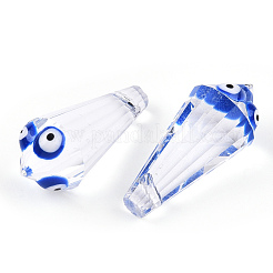 Transparent Glass with Enamel Evil Eye Beads&nbsp;GLAA-N001-02