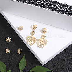 3 Pairs Sun Shape Clear Cubic Zirconia Hoop Earrings&nbsp;EJEW-BBC0001-21