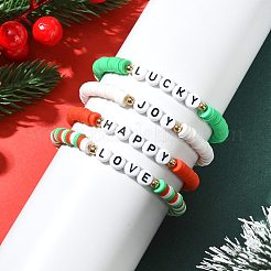 4Pcs Handmade Polymer Clay Heishi Bead Stretch Bracelet Sets&nbsp;BJEW-FS00030