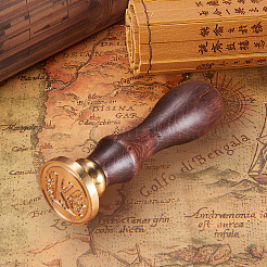 DIY Letter Scrapbook Brass Wax Seal Stamps and Wood Handle Sets&nbsp;AJEW-PH0010-K