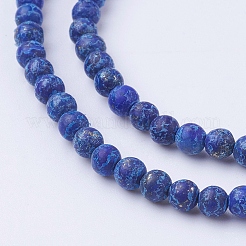 Dyed Natural Lapis Lazuli Round Beads Strands&nbsp;G-G735-06F-4mm