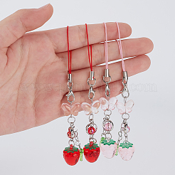 4Pcs 2 Style Glass & Acrylic Mobile Straps&nbsp;HJEW-DR00055