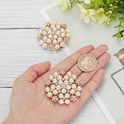 1 Pair Flower ABS Imitation Pearl Detachable Alloy Shoe Buckle Clips&nbsp;DIY-WR0004-08A
