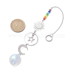 Brass Sun Moon Star Hanging Ornaments&nbsp;HJEW-JM01950-01