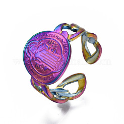 Oval with Jesus Cuff Rings&nbsp;RJEW-N038-013
