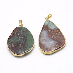 Plated Natural Chrysoprase Pendants&nbsp;G-R435-45