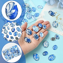 40Pcs 2 Styles Floral Theme Ornaments Glass Oval Flatback Cabochons&nbsp;GGLA-FS0001-10