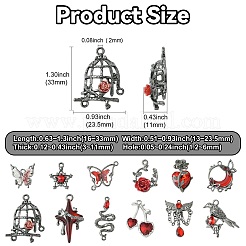 12Pcs 12 Styles Gothic Alloy Rhinestone Pendants&nbsp;FIND-CJ0004-81