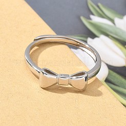925 Sterling Silver Bowknot Adjustable Rings for Women&nbsp;RJEW-R008-02S-02