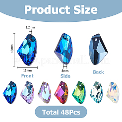 48Pcs Electroplated Glass Pendants&nbsp;EGLA-HS0001-14
