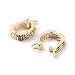 Rack Plating Brass Micro Pave Clear Cubic Zirconia Fold Over Clasps&nbsp;KK-A183-07G