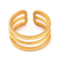Ion Plating(IP) 304 Stainless Steel Hollow Multi-layer Open Cuff Finger Rings for Women&nbsp;RJEW-S414-19B-G