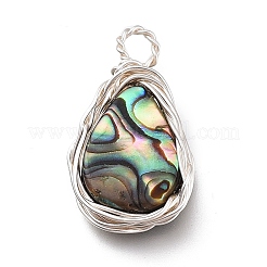 Natural Abalone Shell/Paua Shell Pendants&nbsp;X-PALLOY-JF00477-02