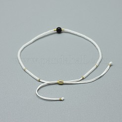 Adjustable Natural Dyed & Heated Black Agate Braided Bead Bracelets&nbsp;BJEW-F391-A02