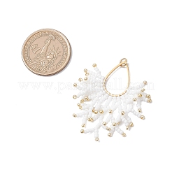Glass Seed Beaded Imitation Coral Pendants&nbsp;PALLOY-MZ00938-01
