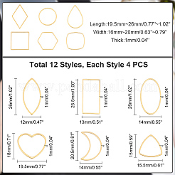 48Pcs 12 Style 304 Stainless Steel Linking Rings&nbsp;STAS-UN0041-34