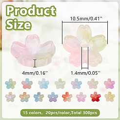 300Pcs 15 Colors Glass Bead Caps&nbsp;GLAA-GO0001-26