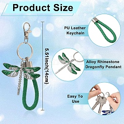 Alloy Enamel & Crystal Rhinestone & PU Leather Strap Keychain&nbsp;KEYC-YW00306-02