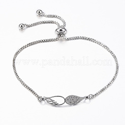 Adjustable Brass Micro Pave Cubic Zirconia Slider Bracelets&nbsp;BJEW-E317-17
