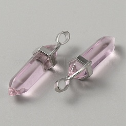 Glass Double Terminal Pointed Pendants&nbsp;G-WH0016-40B