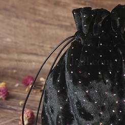 Velvet Jewelry Storage Drawstring Pouches with Rhinestones&nbsp;WICR-PW0008-07A
