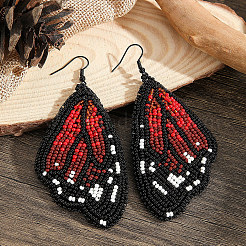 Bohemian Style Green Butterfly Wing Glass Bead Handmade Dangle Earrings&nbsp;FV2215