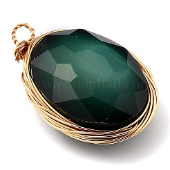 Pearl Luster Plated Glass Pendants&nbsp;PALLOY-JF00466-M