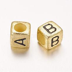 Golden Cube Mixed Letters Acrylic Beads for Necklace Making&nbsp;X-PB43C9308-G