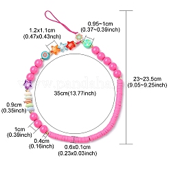 Round & Star Acrylic Beaded Mobile Phone Lanyard Wrist Strap&nbsp;HJEW-YW0001-03