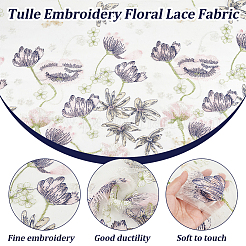 Embroidered Flowers Polyester Tulle Lace Fabric&nbsp;DIY-WH0449-31A