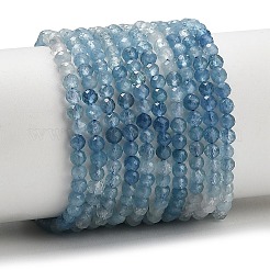 Gradient Color Natural Devil Blue Aquamarine Beads Strands&nbsp;G-NH0072-B01-4mm