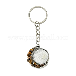 Alloy Pendant with Natural Lapis Lazuli Chip & Howlite Chip & Natural Green Aventurine & Natural Tiger Eye & Natural Rose Quartz Chip Beads Keychains&nbsp;KEYC-JKC01138-03