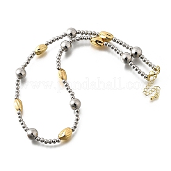 Two Tone Brass Round and Oval Beaded Necklaces&nbsp;NJEW-D314-08PG