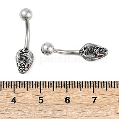 Snake Head 316 Surgical Stainless Steel Cubic Zirconia Belly Button Rings&nbsp;EJEW-G416-16AS-01