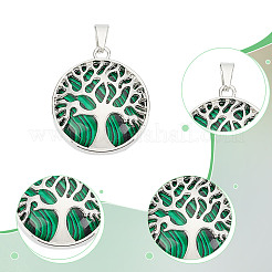 10Pcs Synthetic Malachite Flat Round Pendants&nbsp;G-AR0006-25B