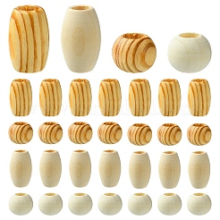 40Pcs 2 Styles Pinewood Beads&nbsp;WOOD-YW0001-48